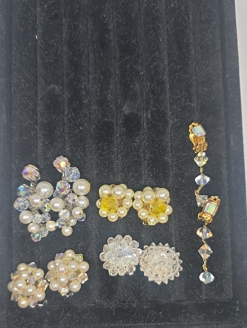 Faux Pearl And Crystal Beading Clip-On Earrings Set